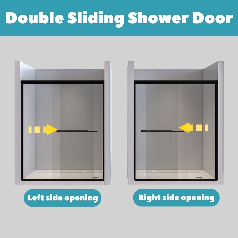 Waterpar® 56-60 in. W x 72 in. H Sliding Semi-Frameless Shower Door with Double Towel Bars