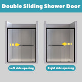 Waterpar® 56-60 in. W x 72 in. H Sliding Semi-Frameless Shower Door with Double Towel Bars