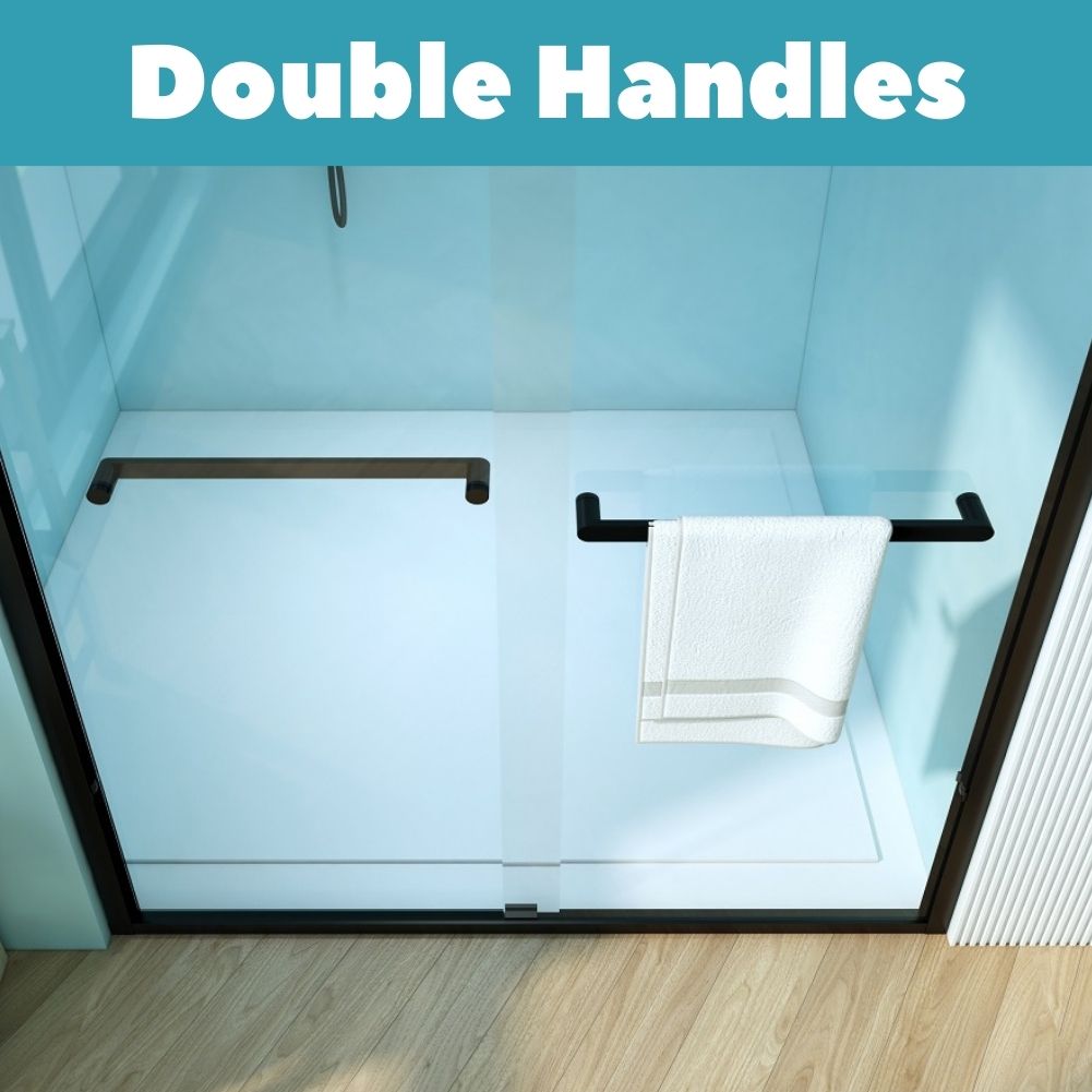 Waterpar® 56-60 in. W x 72 in. H Sliding Semi-Frameless Shower Door with Double Towel Bars