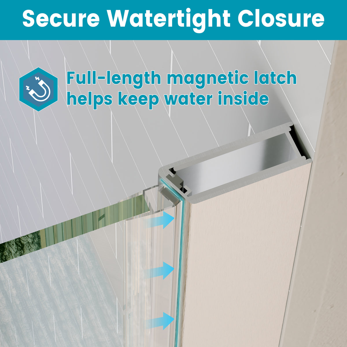Waterpar® Bi-Fold Minimalist Semi Frameless Shower Door in Brushed Nickel with Clear Glass