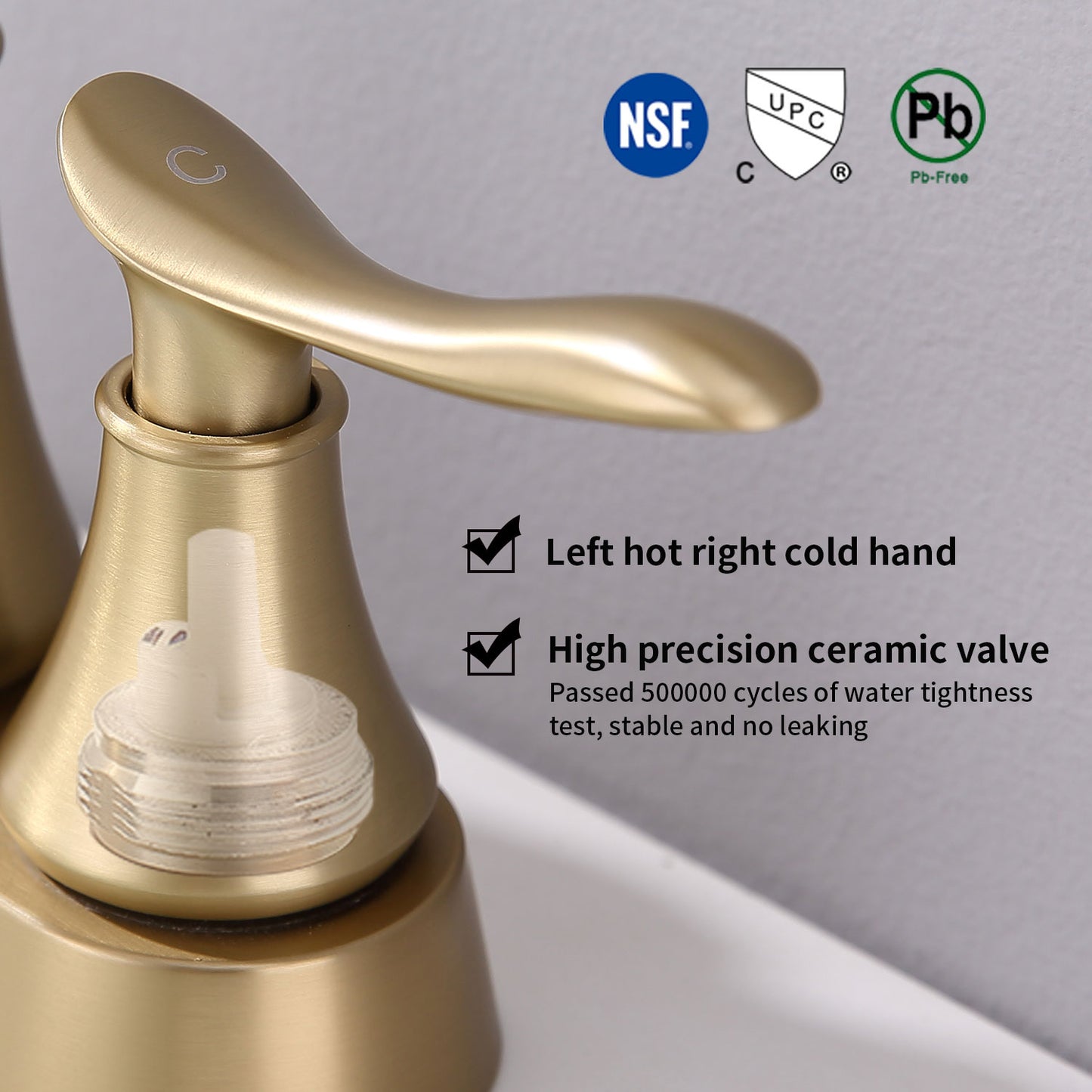 Waterpar®  4 in. Centerset Double Handle High Arc Bathroom Faucet with Pop-up Drain and ‎Supply Hoses