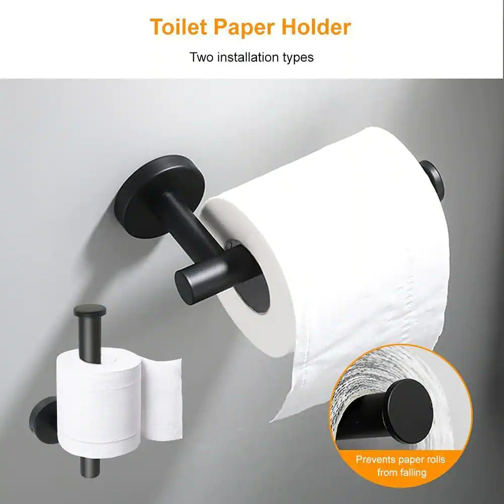 Waterpar®6-Piece Bath Hardware Set, Towel Bar, Toilet Paper Holder, Towel Hook in Matte Black