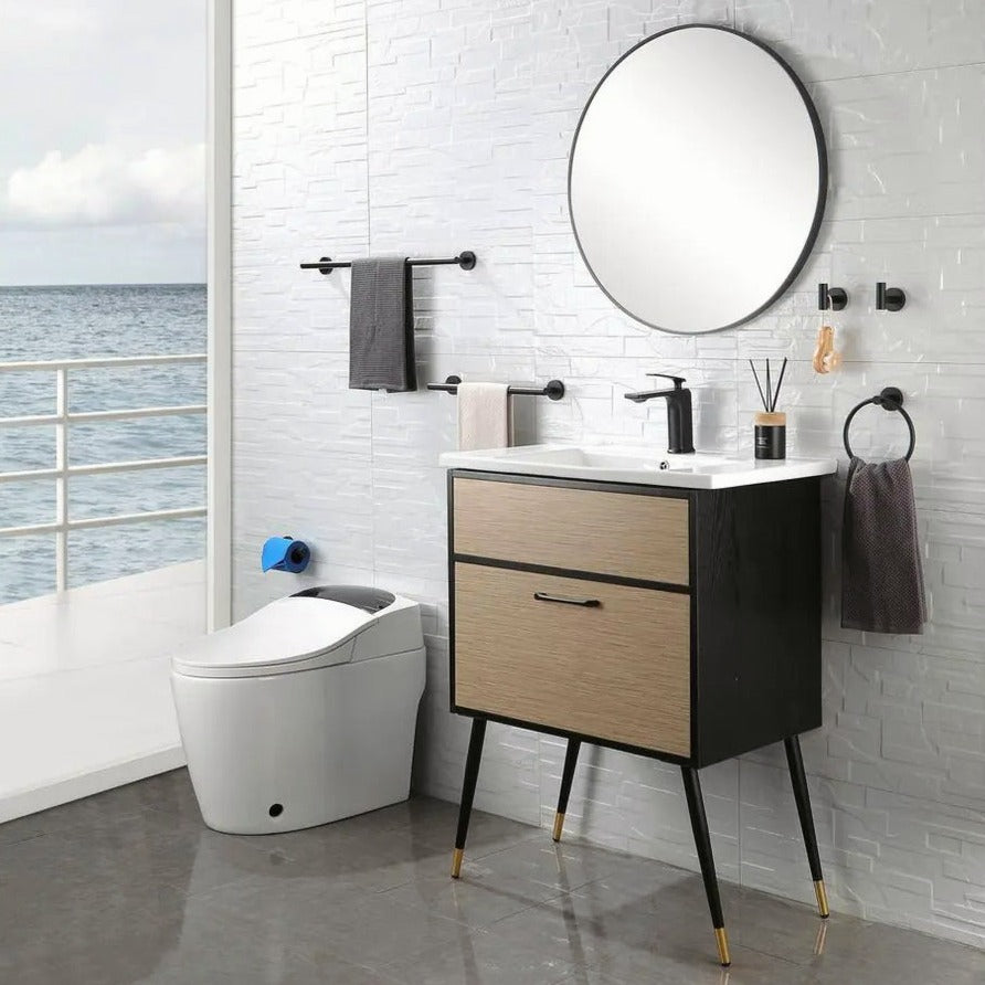 Waterpar®6-Piece Bath Hardware Set, Towel Bar, Toilet Paper Holder, Towel Hook in Matte Black