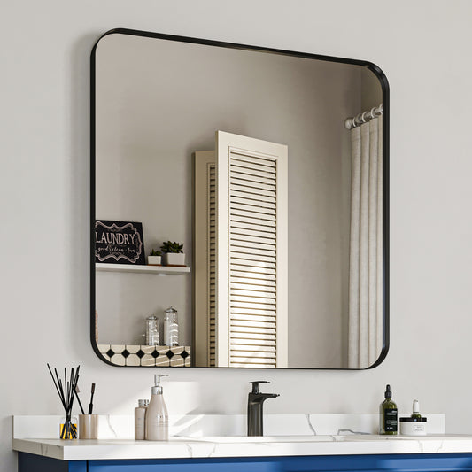 Waterpar® 60 in. W x 40 in. H Rectangular Aluminum Framed Wall Bathroom Vanity Mirror