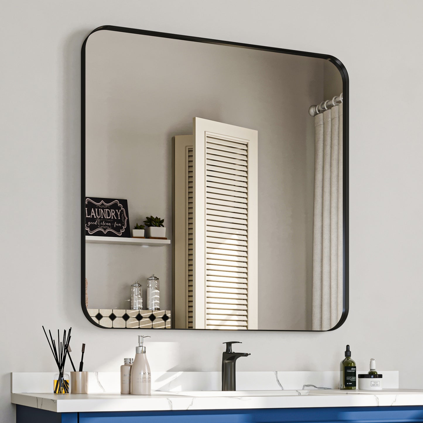 Waterpar® 40 in. W x 36 in. H Rectangular Aluminum Framed Wall Bathroom Vanity Mirror