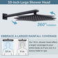 1-spray 10 in. Ceiling Mount Dual Shower Head with Wall Mount Arm Fixed and Handheld Shower Head 2.5 GPM in Black