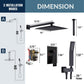 1-spray 10 in. Ceiling Mount Dual Shower Head with Wall Mount Arm Fixed and Handheld Shower Head 2.5 GPM in Black