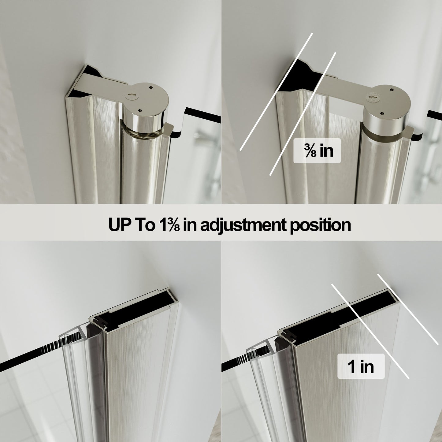 Waterpar® Pivot Swing Minimalist Frameless Shower Door Brushed Nickel Clear Glass