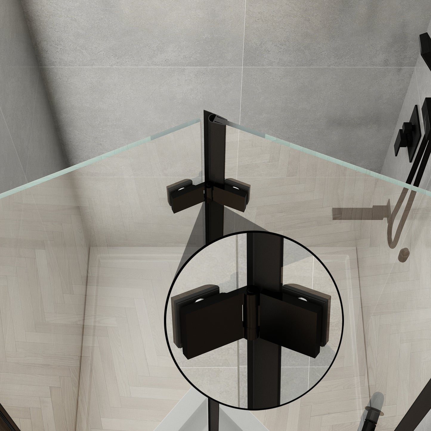 Waterpar® Bi-Fold Minimalist Frameless Shower Door Matte Black Clear Glass