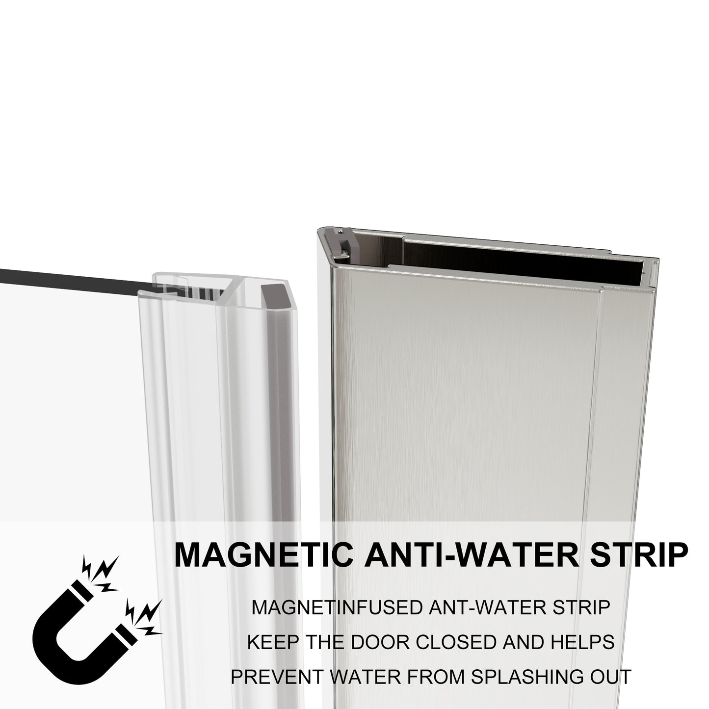 Waterpar® Pivot Swing Minimalist Frameless Shower Door Brushed Nickel Clear Glass