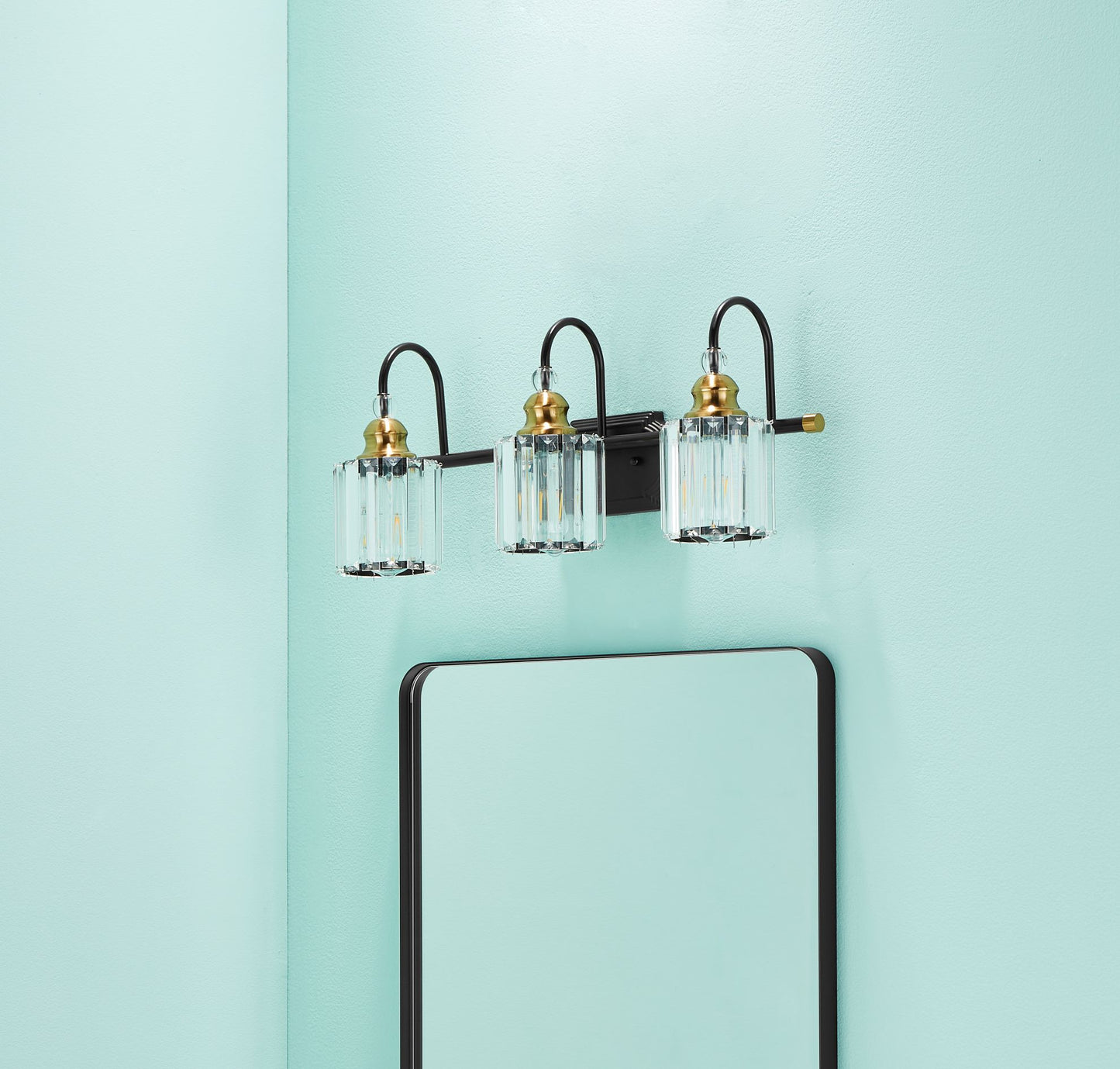 Waterpar® 22-in W x 30-in H Matte Black Alumi Bathroom Mirror with Vanity Light