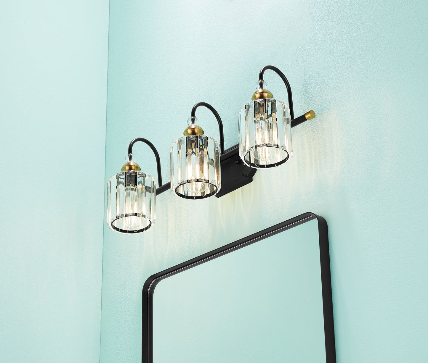 Waterpar® 22-in W x 30-in H Matte Black Alumi Bathroom Mirror with Vanity Light