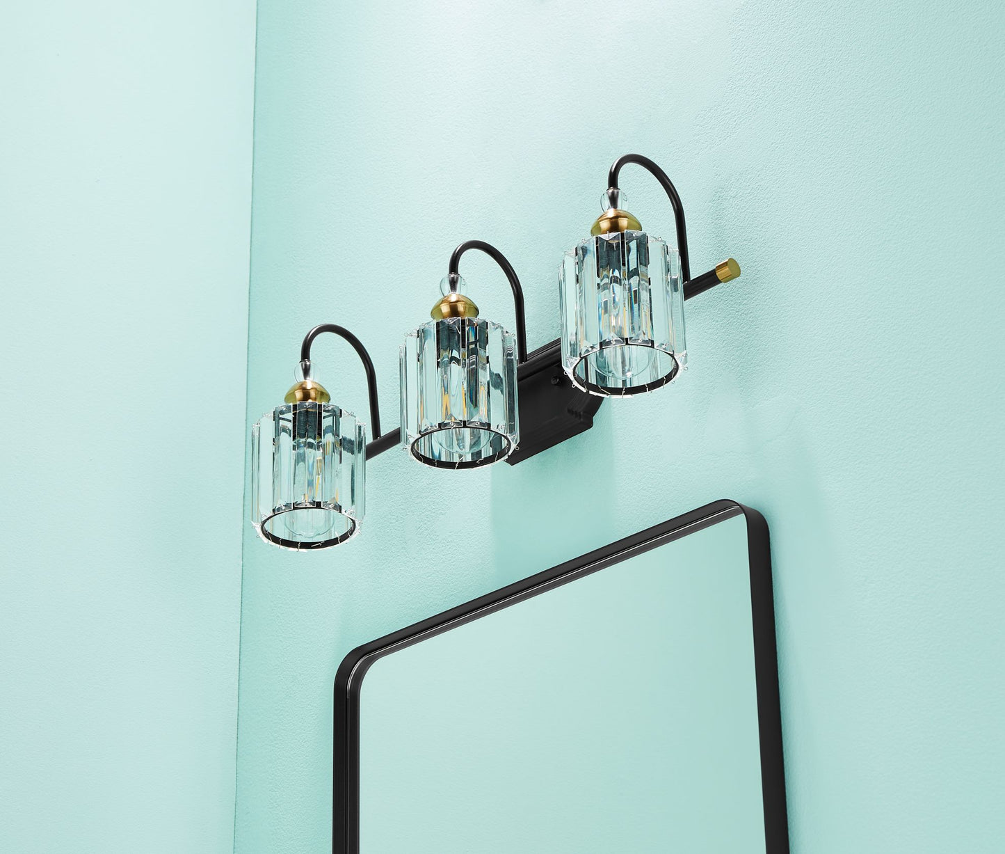 Waterpar® 22-in W x 30-in H Matte Black Alumi Bathroom Mirror with Vanity Light