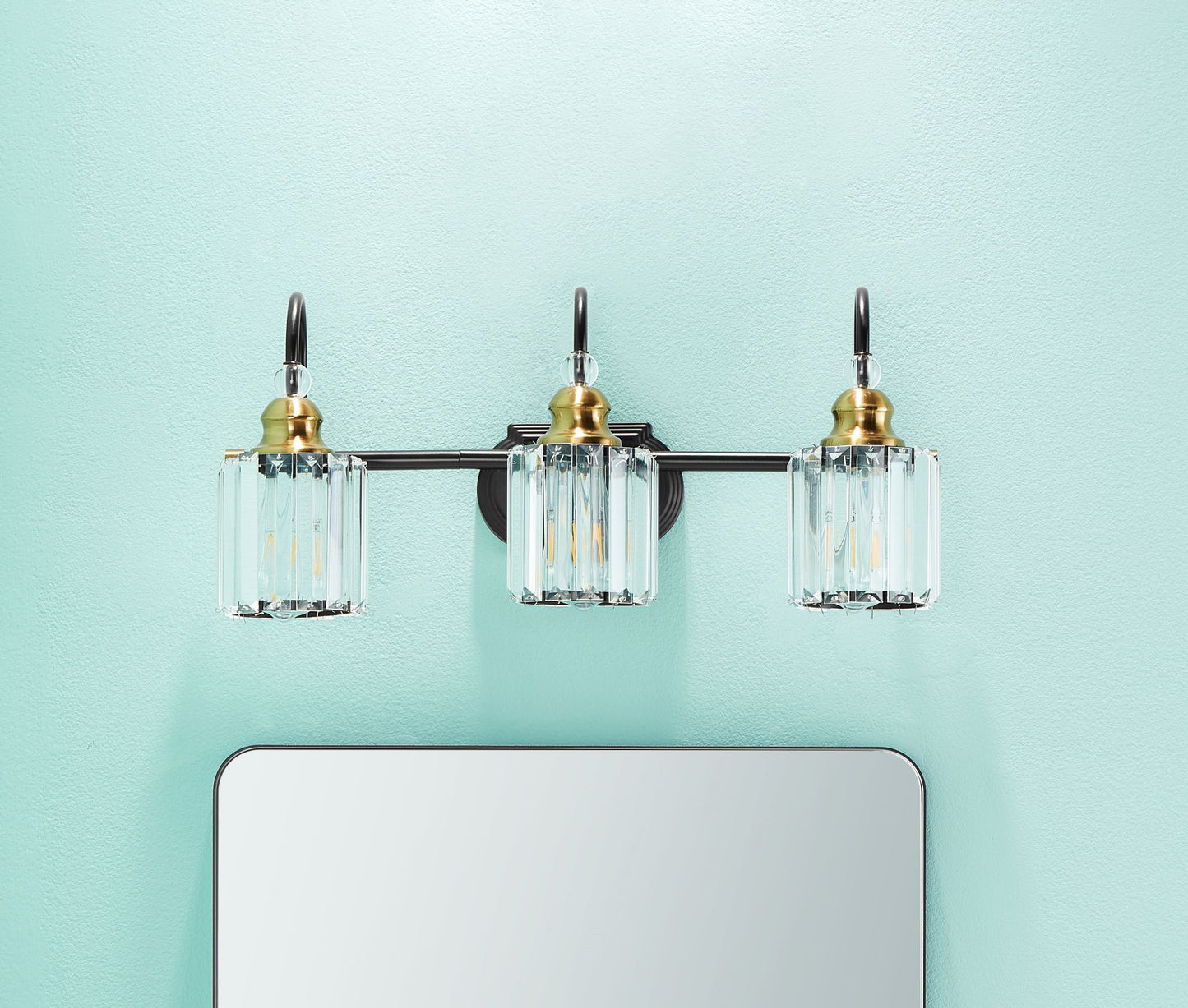 Waterpar® 22-in W x 30-in H Matte Black Alumi Bathroom Mirror with Vanity Light