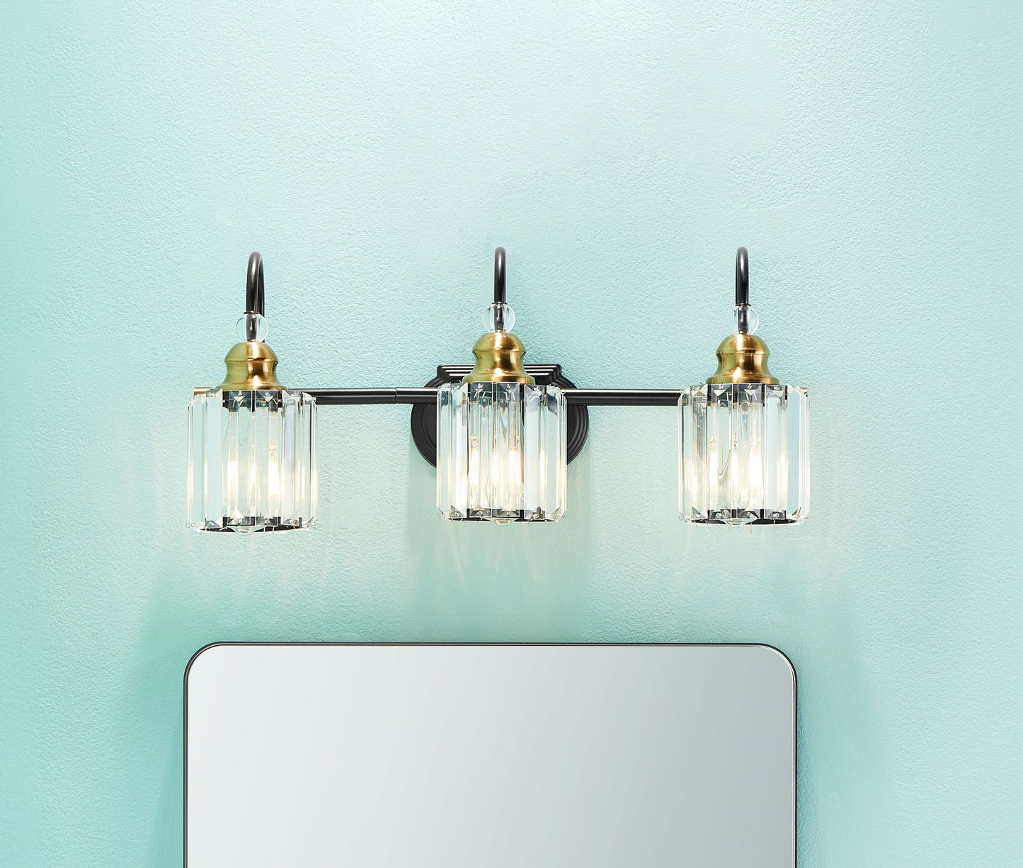 Waterpar® 22-in W x 30-in H Matte Black Alumi Bathroom Mirror with Vanity Light