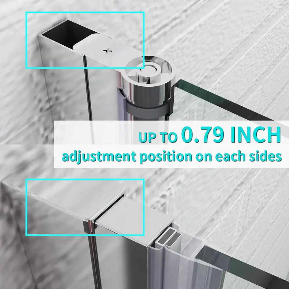 Waterpar® Bi-Fold Frameless Shower Doors in Chrome with Clear Glass