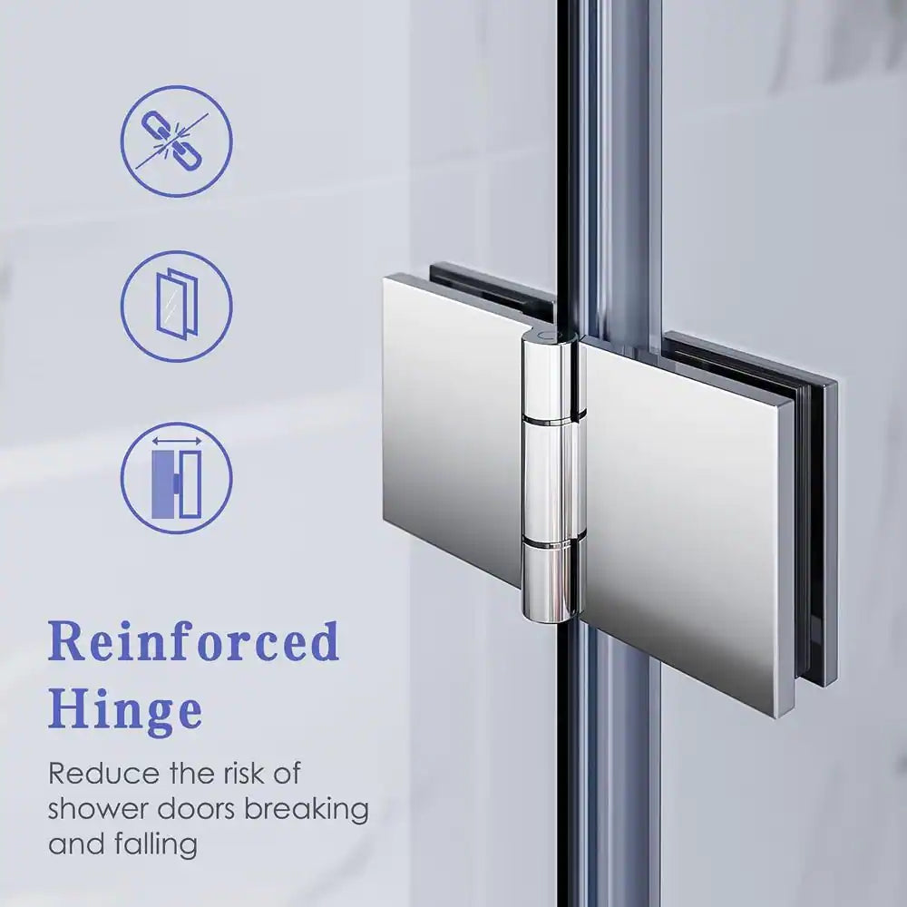 Waterpar® Bi-Fold Frameless Shower Doors in Chrome with Clear Glass