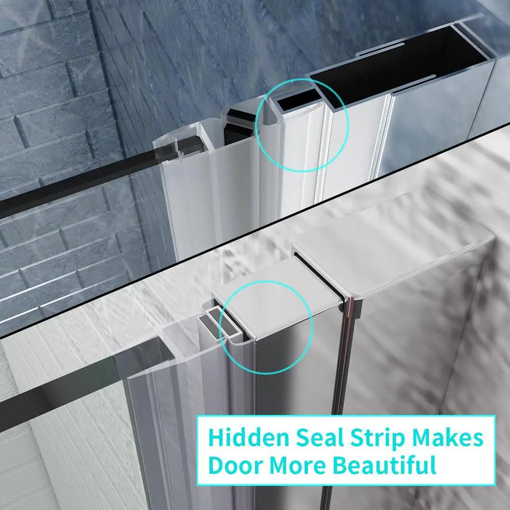 Waterpar® Bi-Fold Frameless Shower Doors in Chrome with Clear Glass