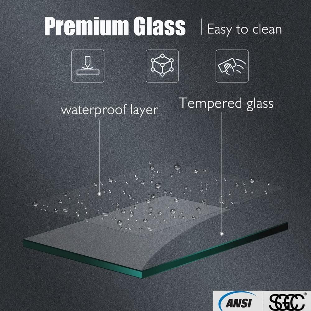 Waterpar® Bi-Fold Minimalist Frameless Shower Door Matte Black Clear Glass