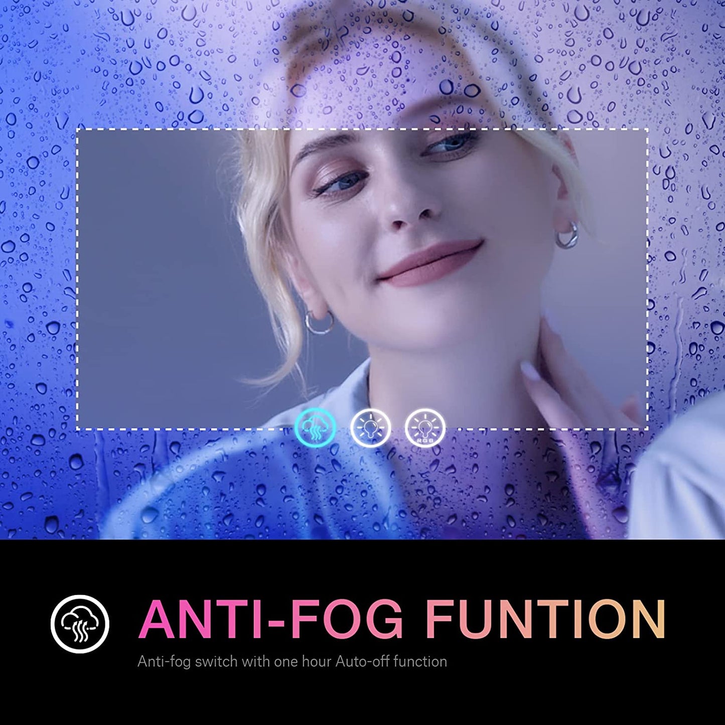 Waterpar® 40x24 in. Led Rectangular RGB Anti-Fog Bathroom Mirror Front & Backlit